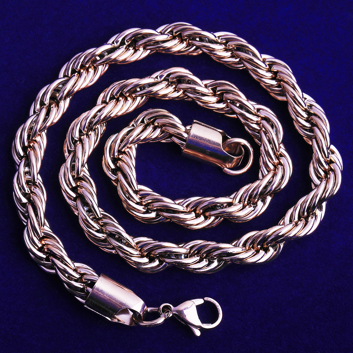 Bubble Letter 8mm Stainless Steel Rope Chain for Men PVD Plated Necklace Choker Hip Hop Jewelry