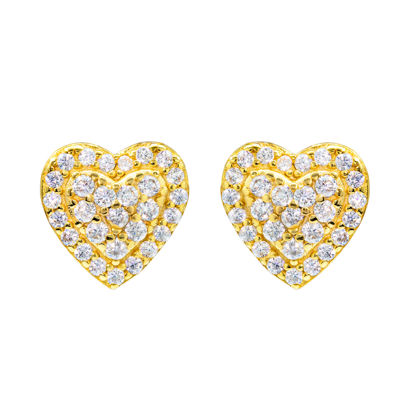 Bubble Letter Silver Moissanite VVS Double Heart Stud Earring for Women Hip Hop Jewelry