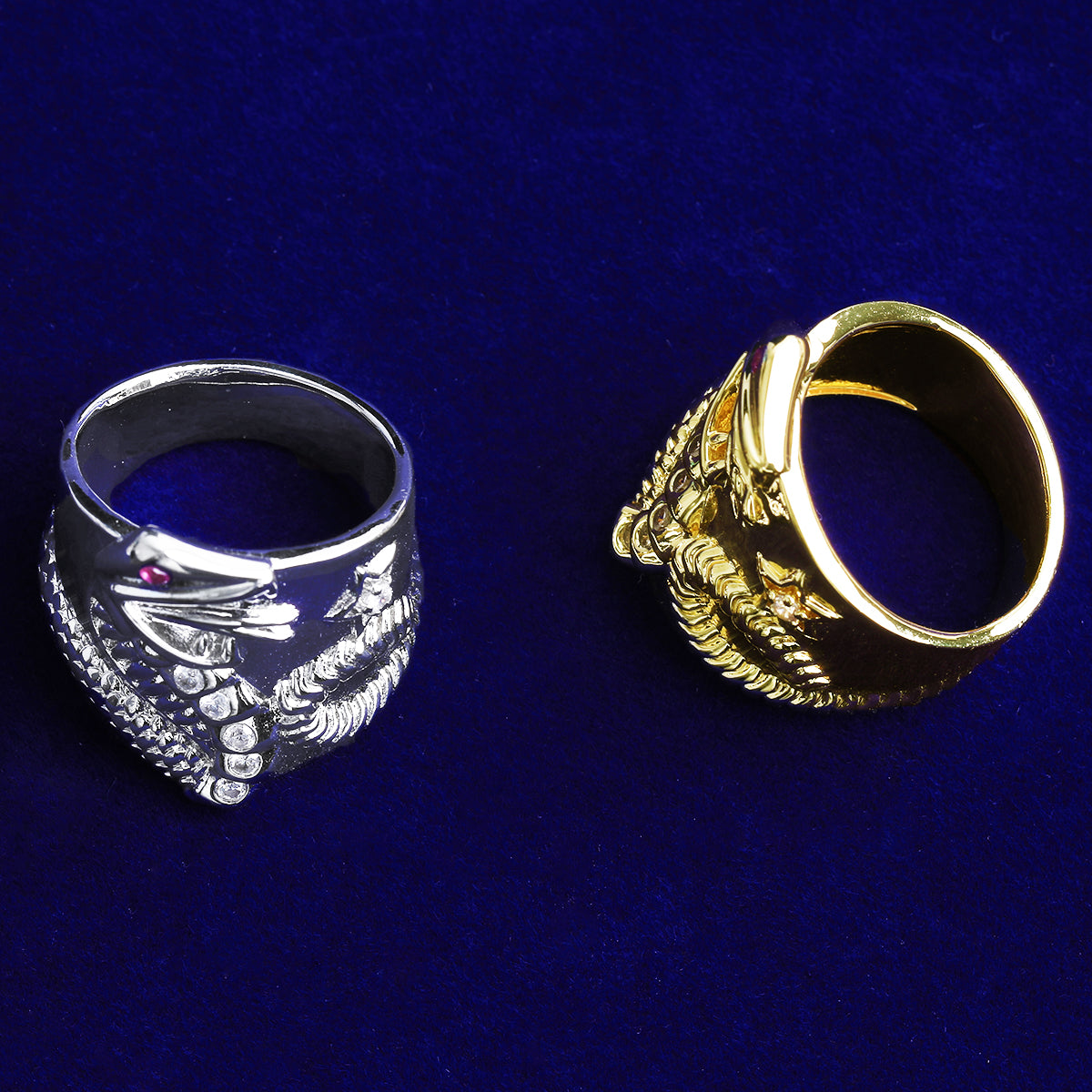Bubble Letter Iced Out Snake Ring for Men Real Gold Plated Hip Hop Jewelry