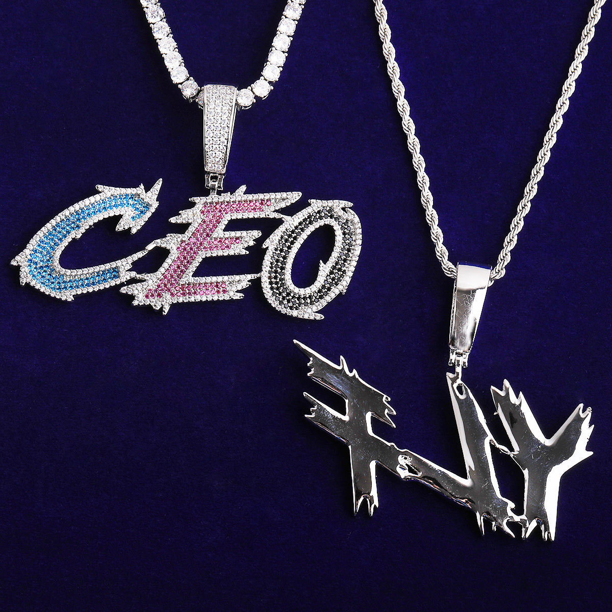 Bubble Letter Iced Out Custom Name Necklace Pendant for Men 5A Prong Setting Cubic Zirconia Copper Gold Plated Hip Hop Jewelry