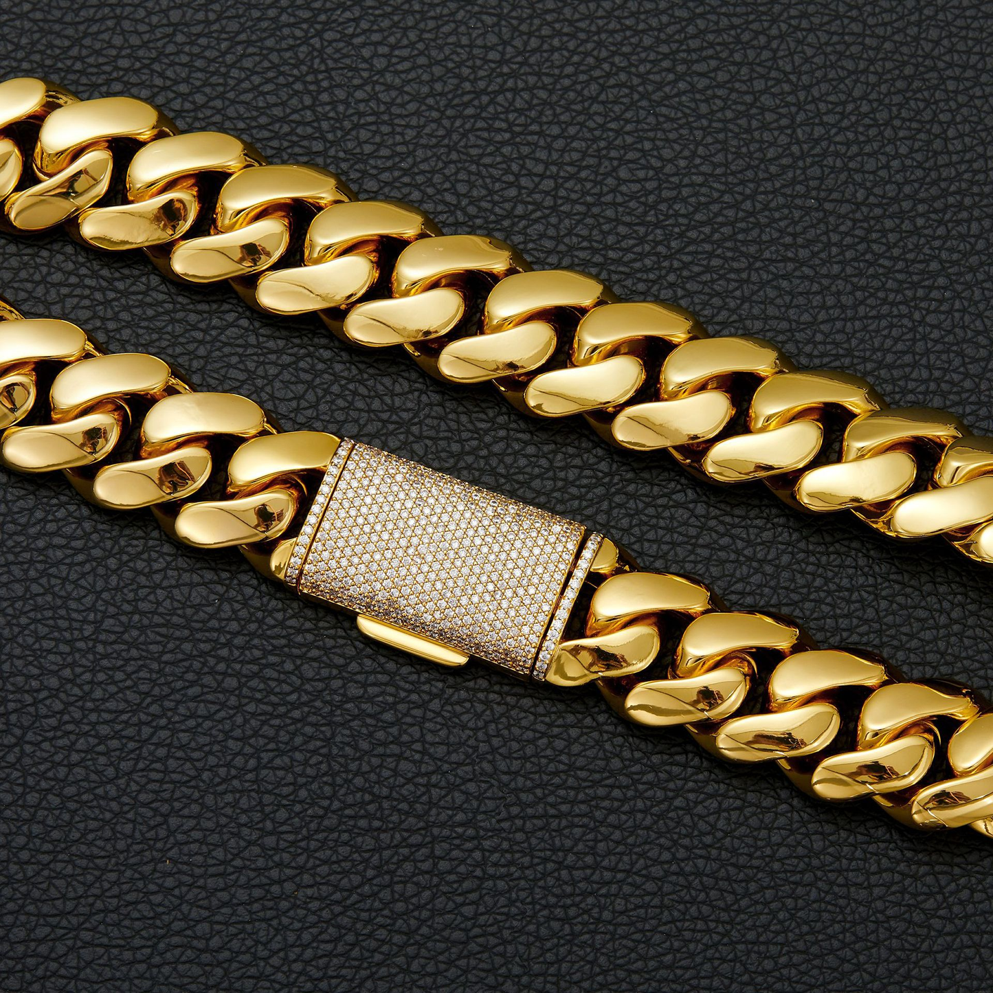 Bubble Letter Stainless Steel Miami Cuban Link Chain for Men Necklace Choker PVD Plating Real Gold Plated Flip Button Hip Hop Jewelry