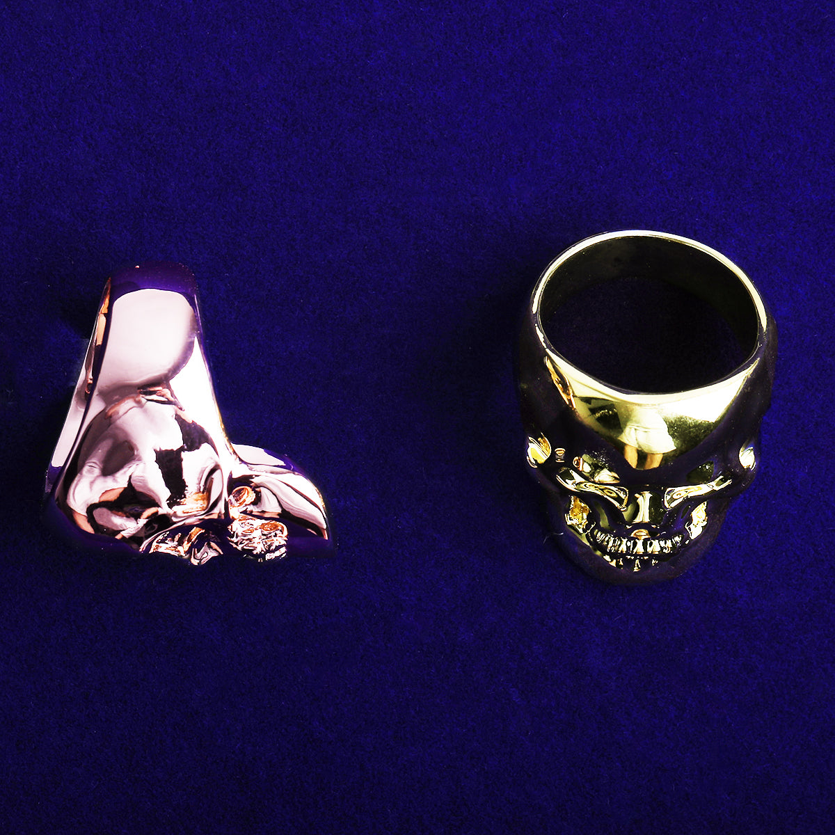 Bubble Letter Skull Ring for Men Real Copper Gold Plated Hip Hop Jewelry