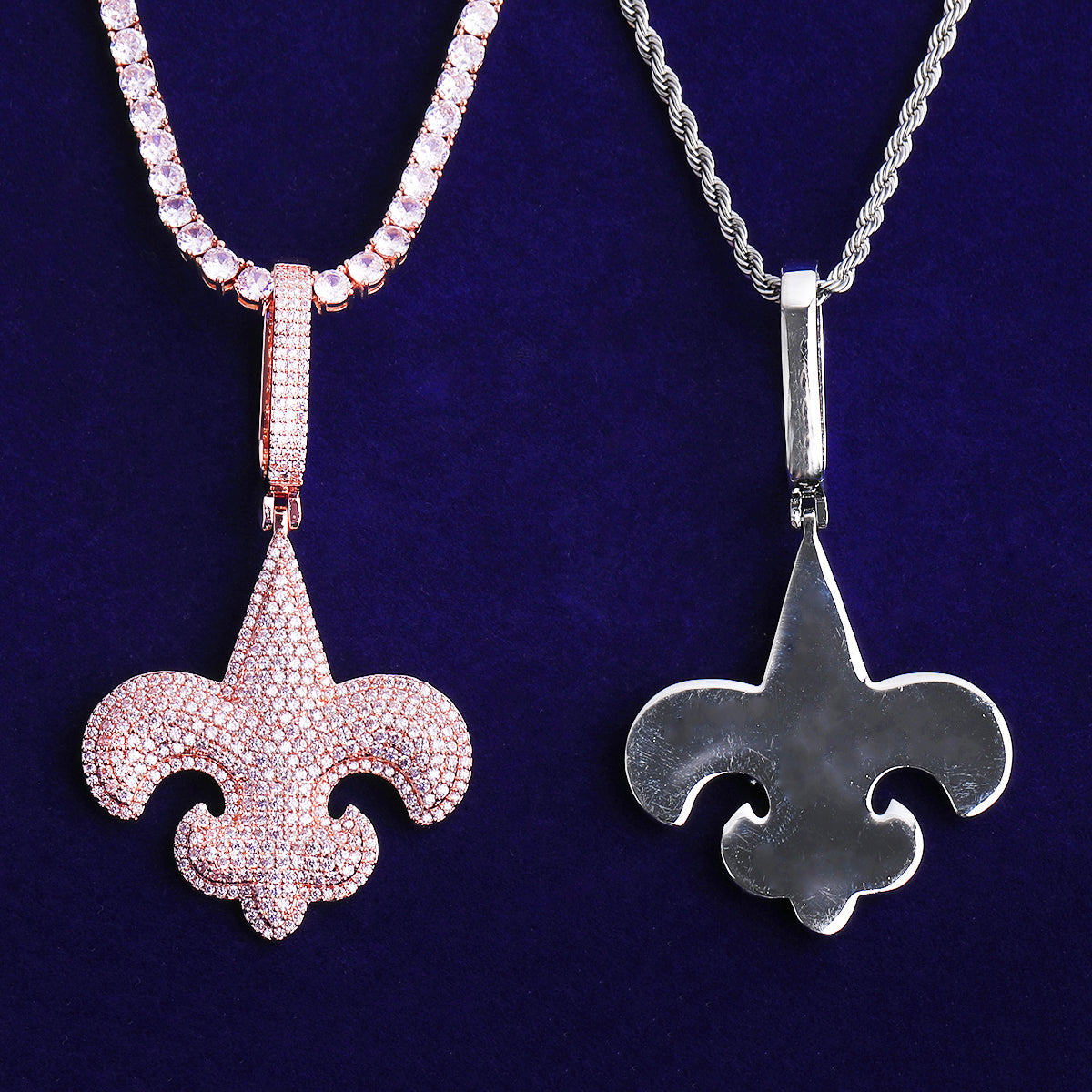 Bubble Letter Fleur-de-lis Iced Pendant for Men 5A Handset Cubic Zirconia Real Gold Plated Hip Hop Jewelry