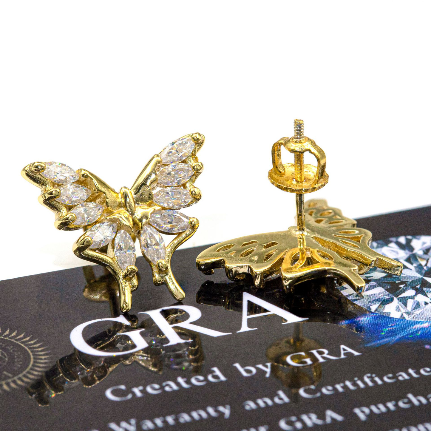 Bubble Letter Silver Moissanite VVS Butterfly Stud Earring for Women Hip Hop Jewelry