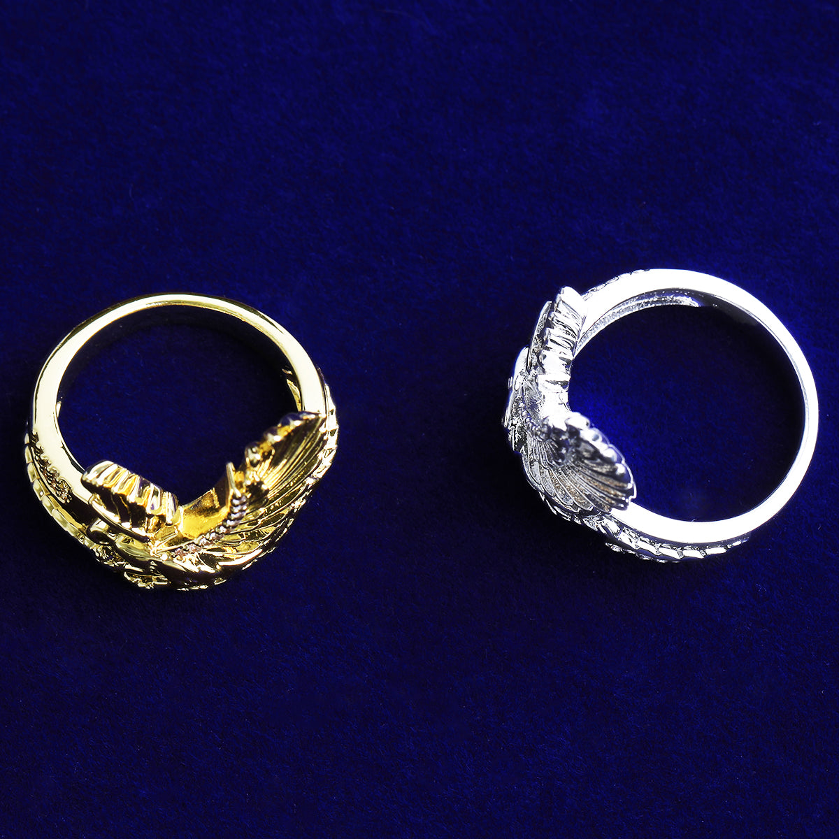 Bubble Letter Iced Out Eagle Ring for Men Real Gold Plated Cubic Zirconia Hip Hop Jewelry