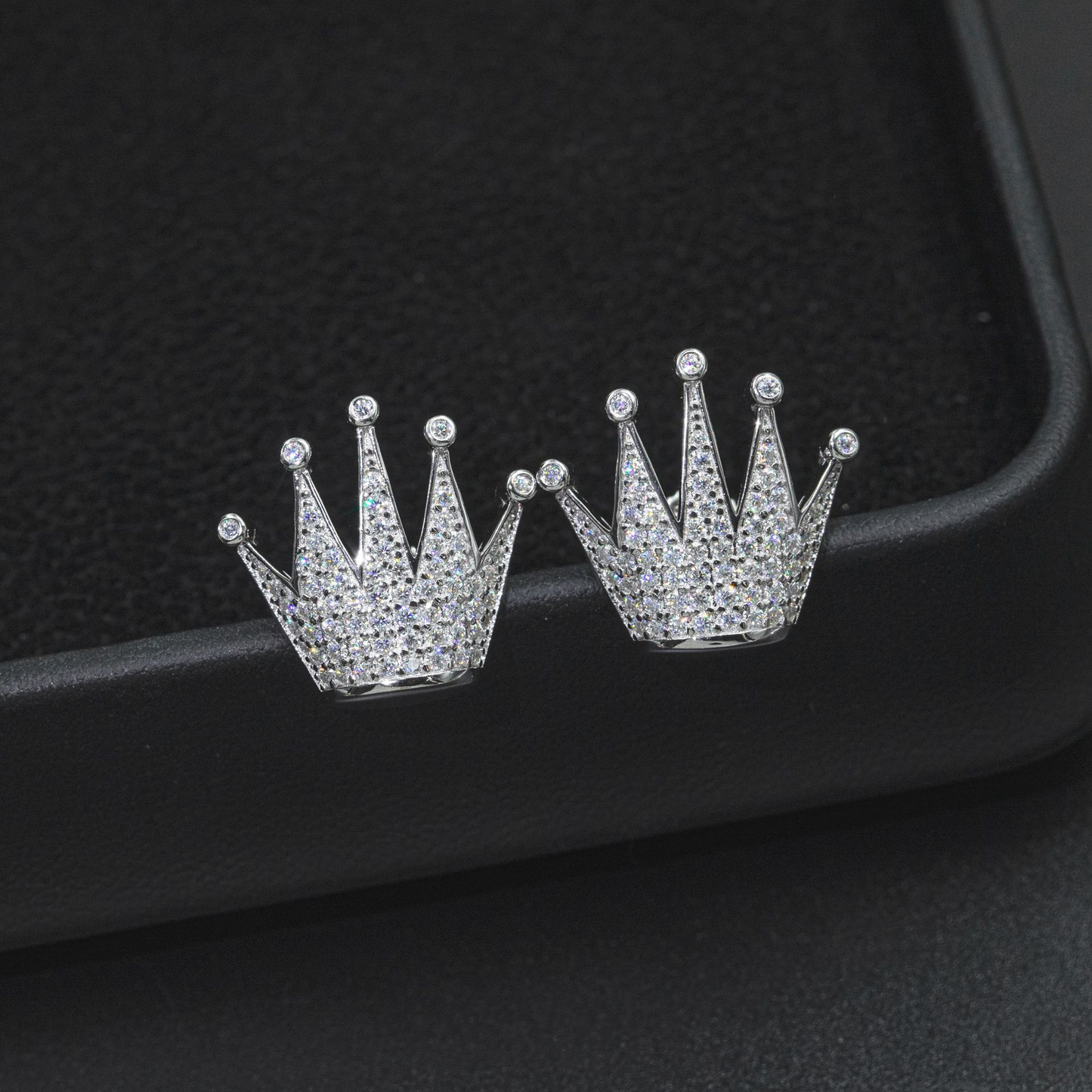 Bubble Letter Silver Moissanite VVS Crown Stud Earring for Men Hip Hop Jewelry