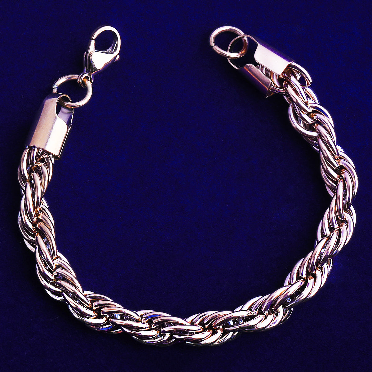 Bubble Letter 8mm Stainless Steel Rope Bracelet for Men PVD Plated Hip Hop Jewelry