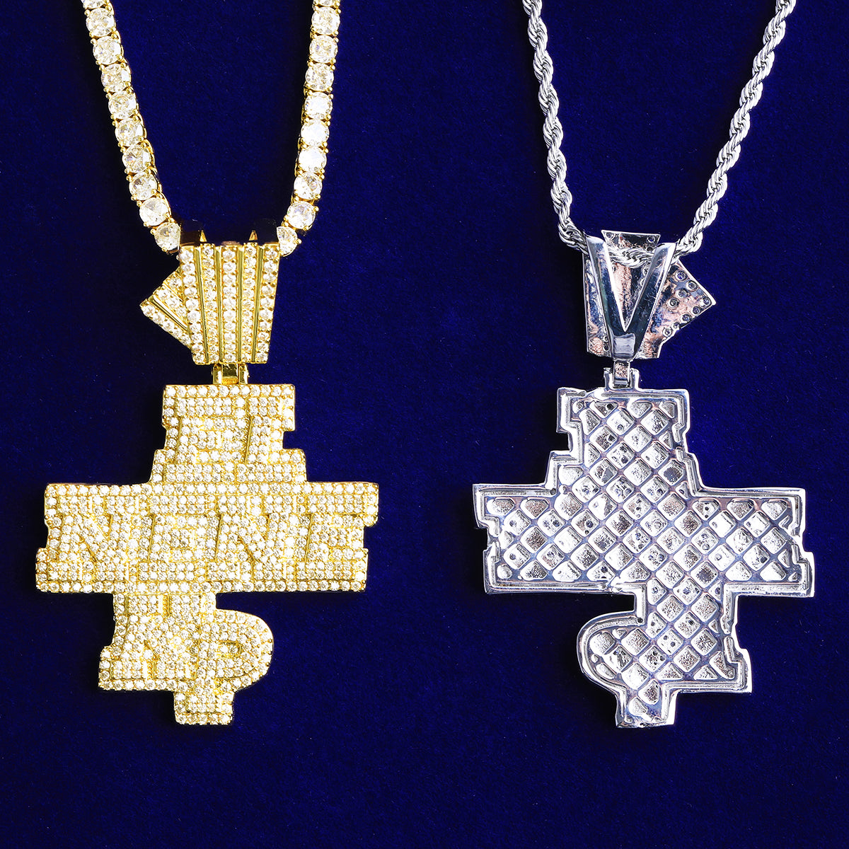 Bubble Letter Iced Out El Ne Ne Kp Necklace Pendant for Men Real Gold Plated Hip Hop Jewelry