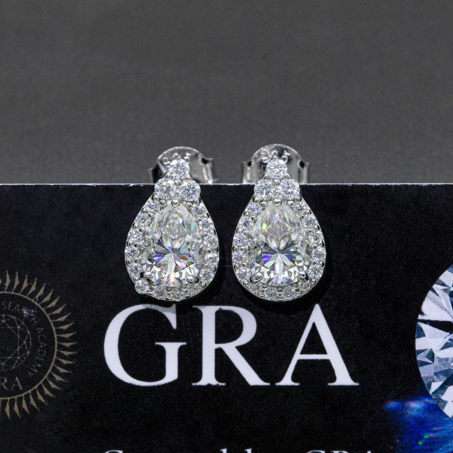 Bubble Letter Silver Moissanite VVS Water Drop Shape Stud Earring for Women Hip Hop Jewelry