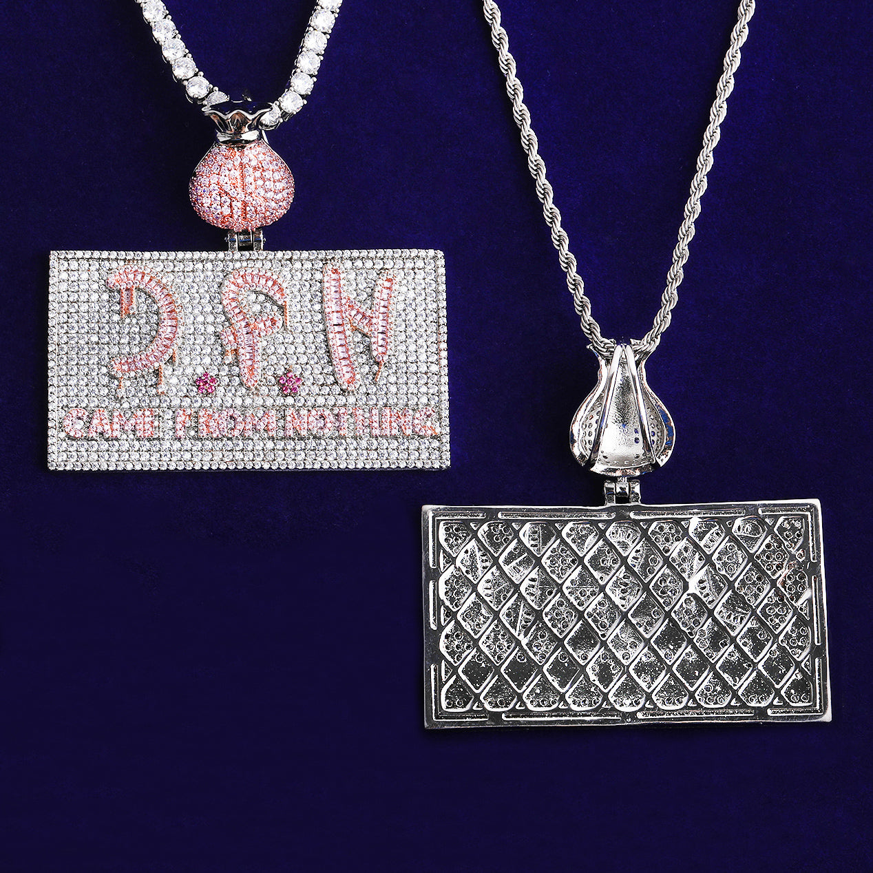 Bubble Letter Iced Out Game From Nothing Necklace Pendant for Men 5A Copper Cubic Zirconia Hip Hop Jewelry