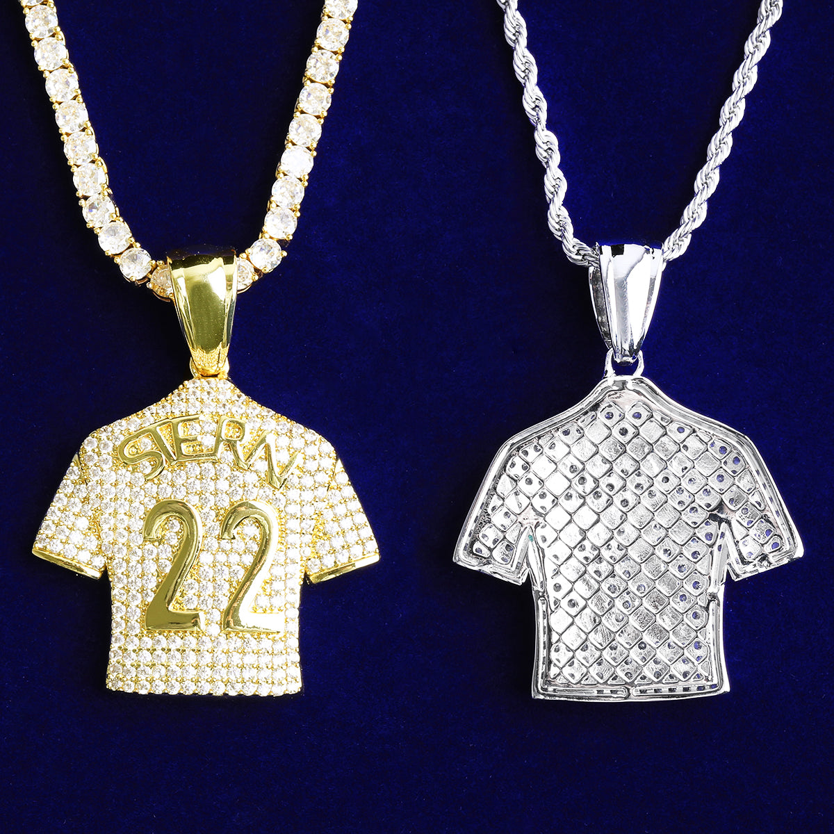 Bubble Letter Iced Out Stern 22 Necklace Pendant for Men 5A Cubic Zirconia Hip Hop Jewelry