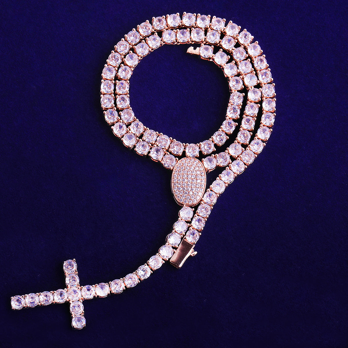 Bubble Letter Tennis chain Necklace Choker Cross Drip for Men 5A Prong Setting Cubic Zirconia Copper Gold Plated Hip Hop Jewelry