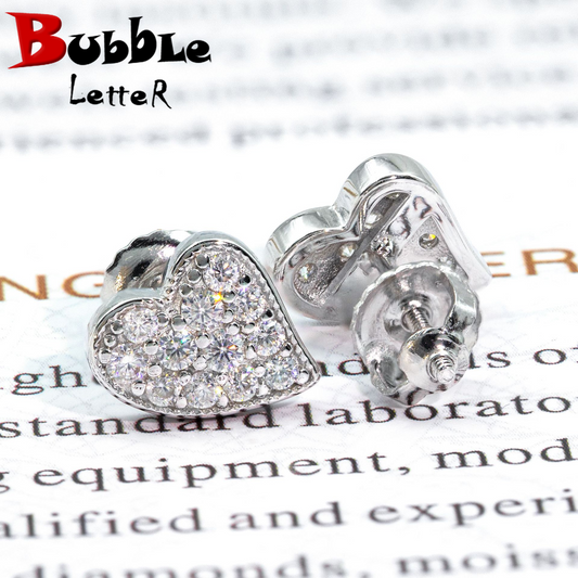 Bubble Letter Silver Moissanite VVS Crooked Stud Earring for Women Hip Hop Jewelry