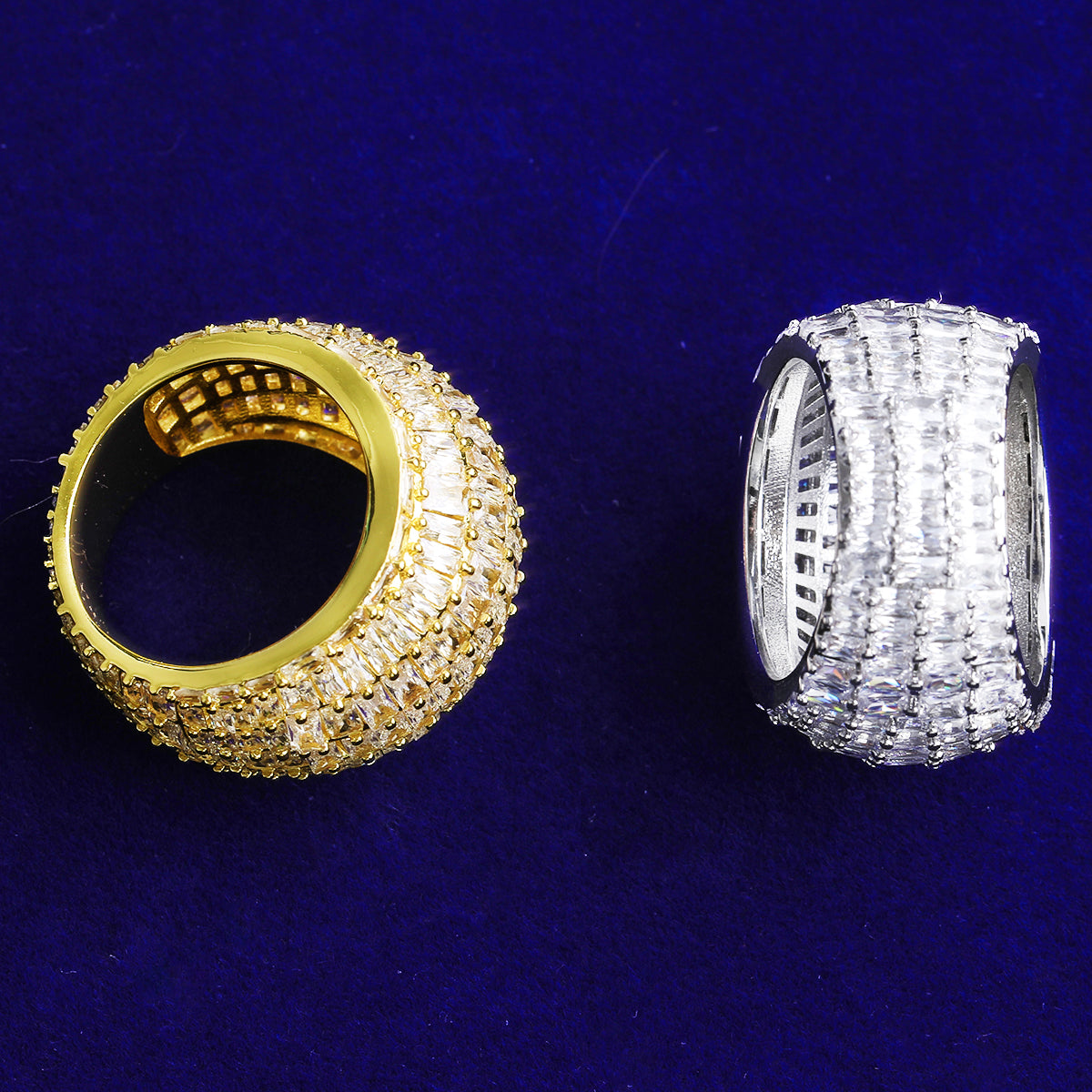 Bubble Letter Iced Out Baguette Ring for Men 5A Cubic Zirconia Real Gold Plated Hip Hop Jewelry