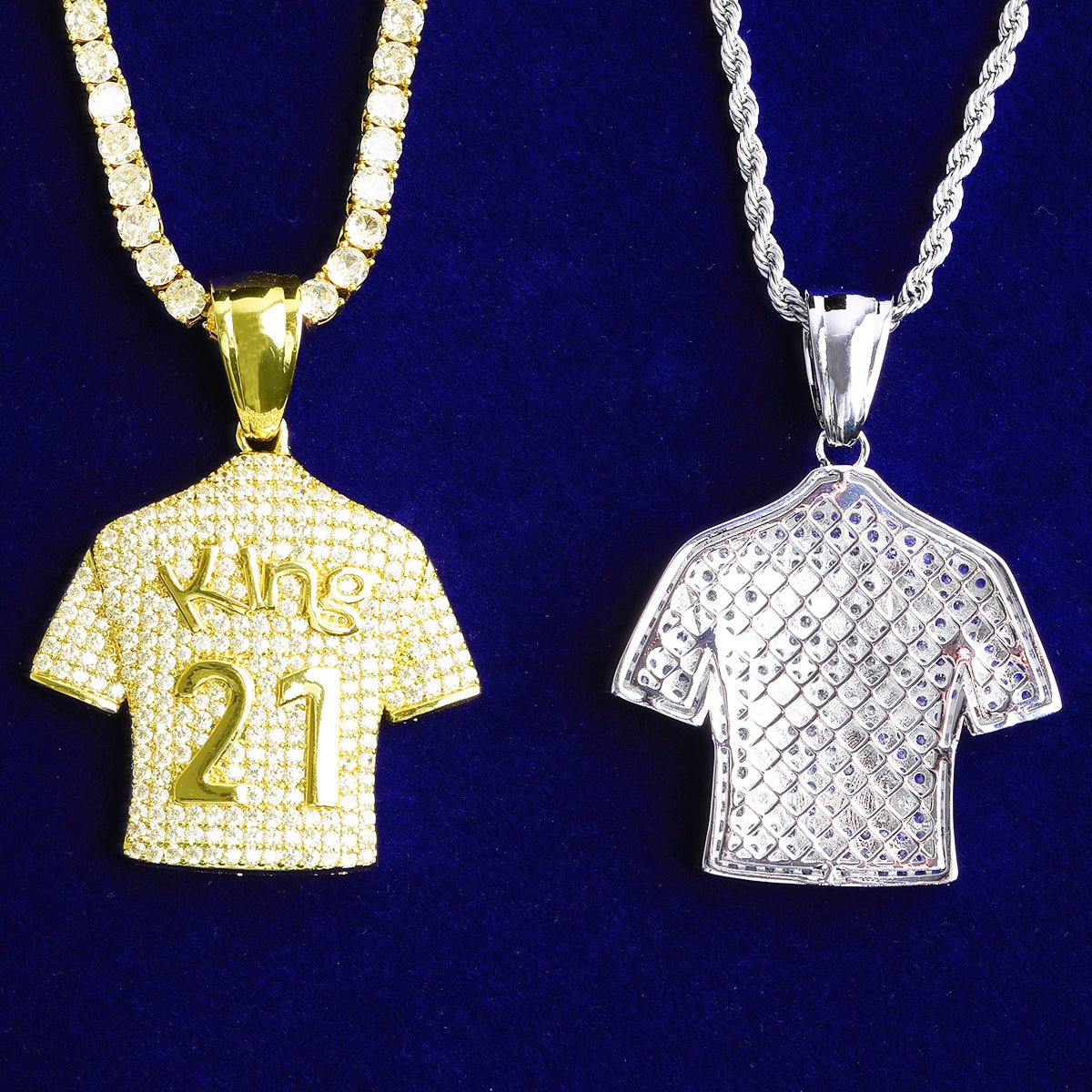 Bubble Letter Iced Out King 21 Necklace Pendant for Men 5A Cubic Zirconia Hip Hop Jewelry