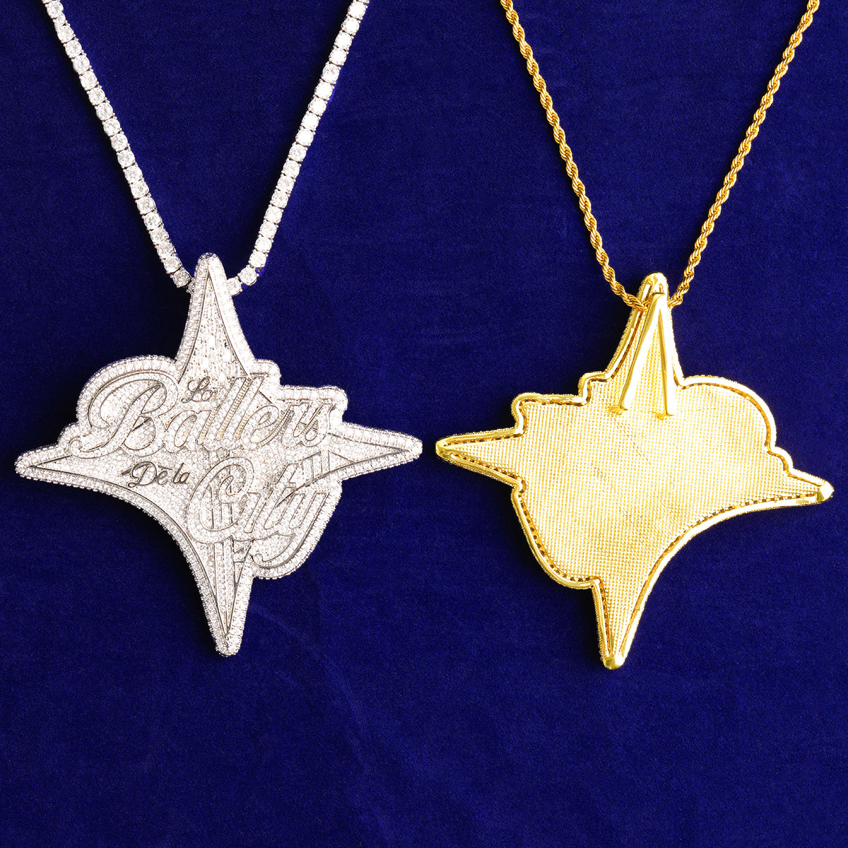 Bubble Letter Luxury Bellas De La City Necklace Pendant for Men Real Gold Plated Copper Cubic Zirconia Hip Hop Jewelry