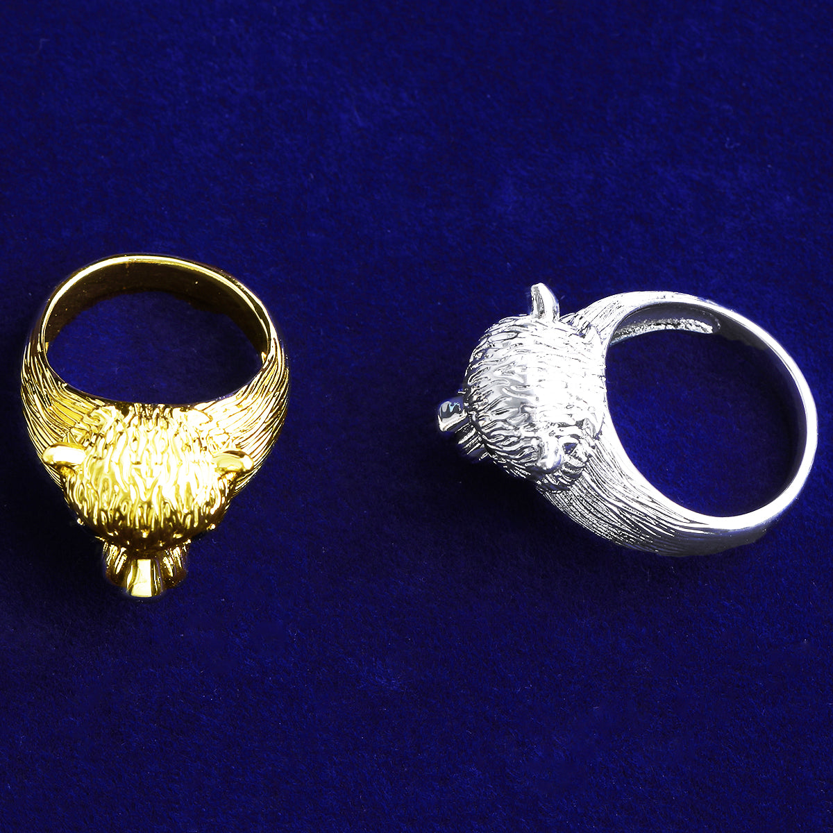 Bubble Letter Bear Head Ring for Men Real Gold Plated Hip Hop Jewelry