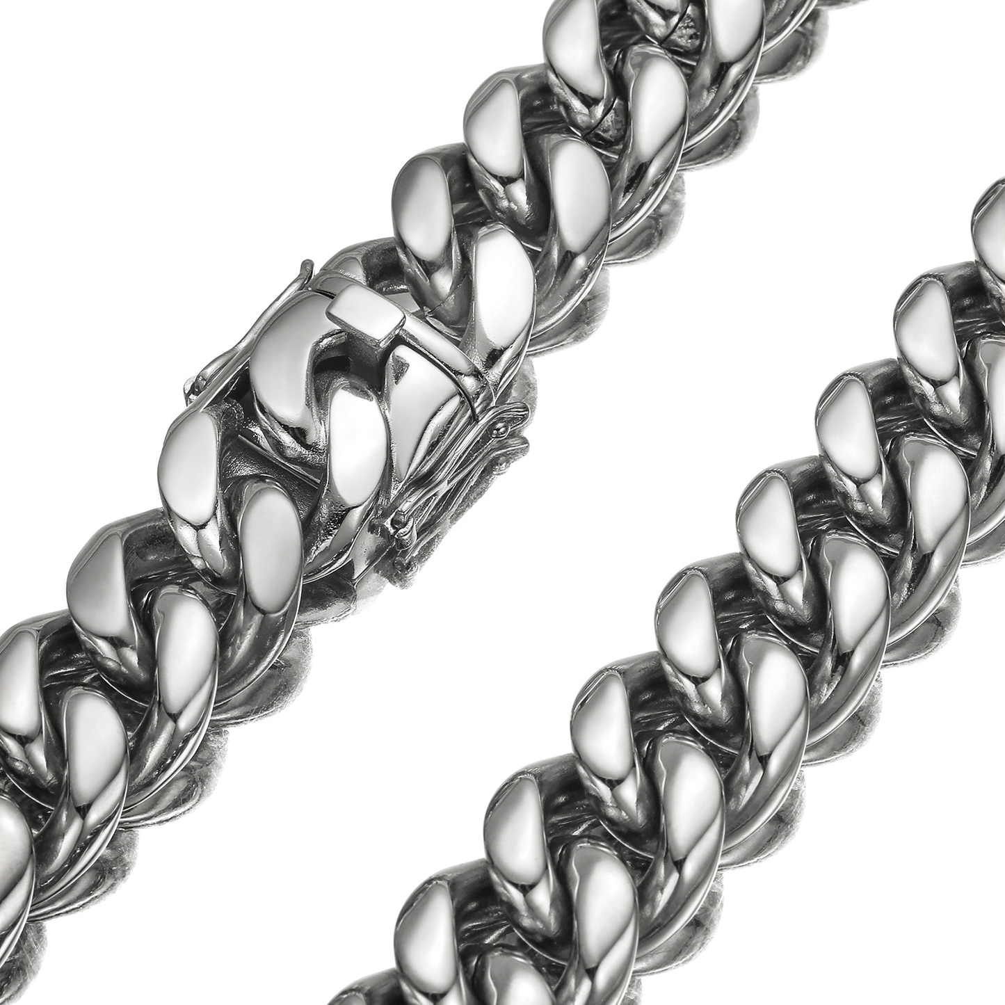 Bubble Letter Stainless Steel Miami Cuban Link Chain for Men Necklace Choker PVD Plating Real Gold Plated Lobster Clasp Jewelry