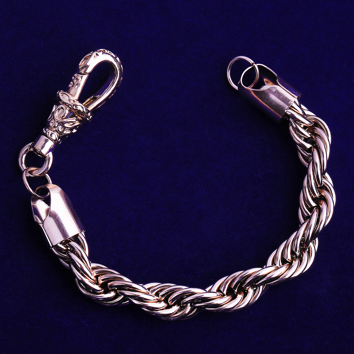 Bubble Letter 10mm Stainless Steel Rope Bracelet for Men PVD Plated Hip Hop Jewelry