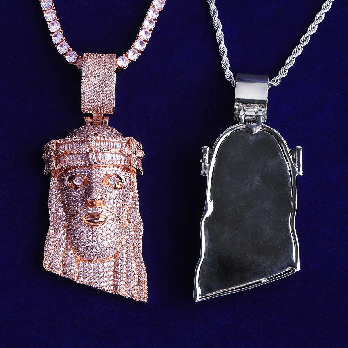 Bubble Letter Iced Out Jesus Necklace Pendant for Men Real Gold Plated 5A Cubic Zirconia Hip Hop Jewelry