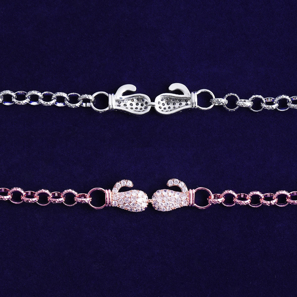 Bubble Letter Belcher Link Ice Boxing Gloves Bracelet for Women Real Gold Plated Hip Hop Jewelry