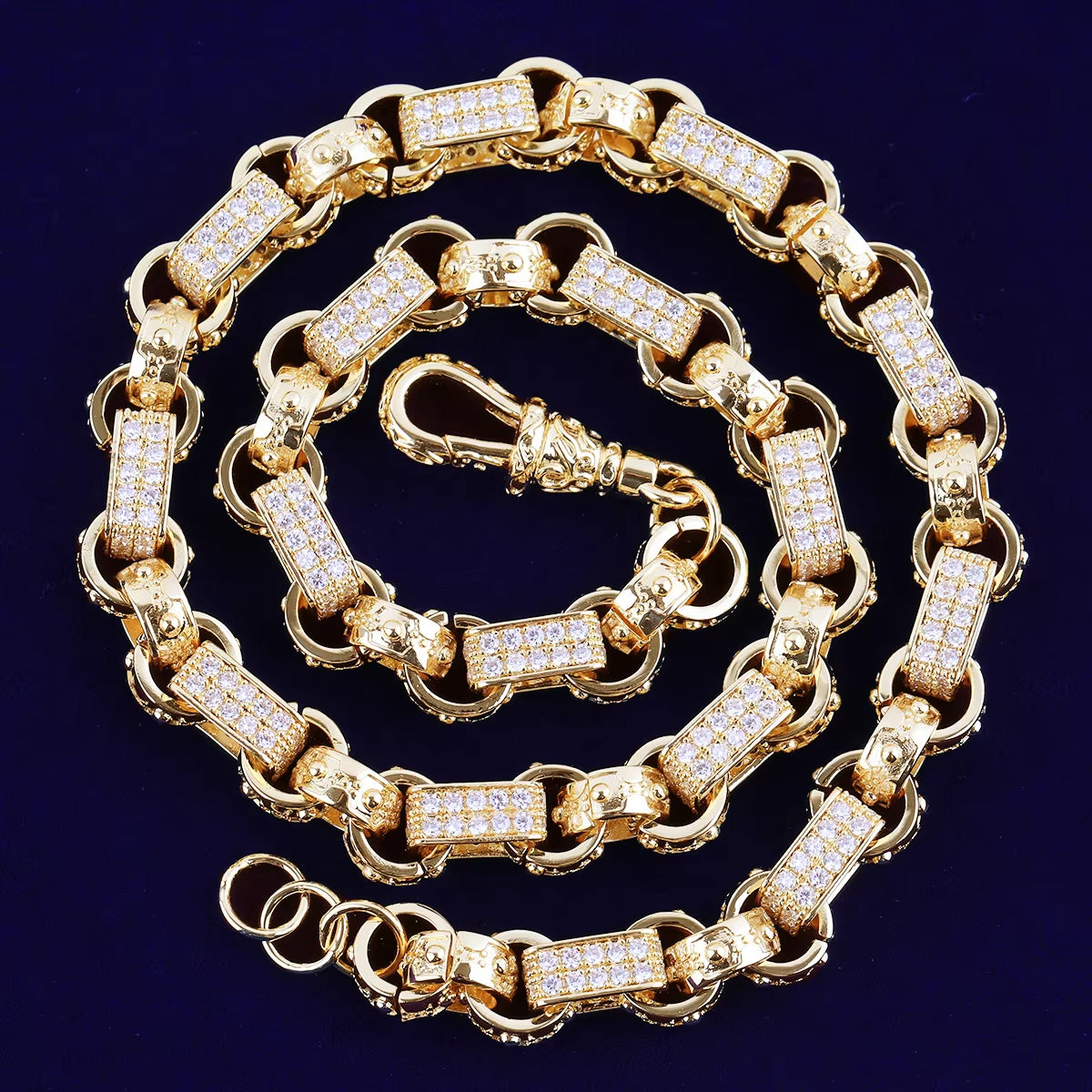 Bubble Letter Iced Out GYSPY Belcher Chain for Men Necklace Choker Albert Clasp Hip Hop Jewelry