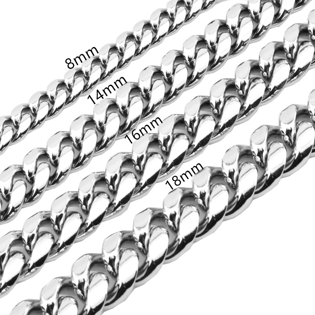 Bubble Letter Stainless Steel Miami Cuban Link Chain for Men Necklace Choker PVD Plating Real Silver Plated Lobster Clasp Hip Hop Jewelry