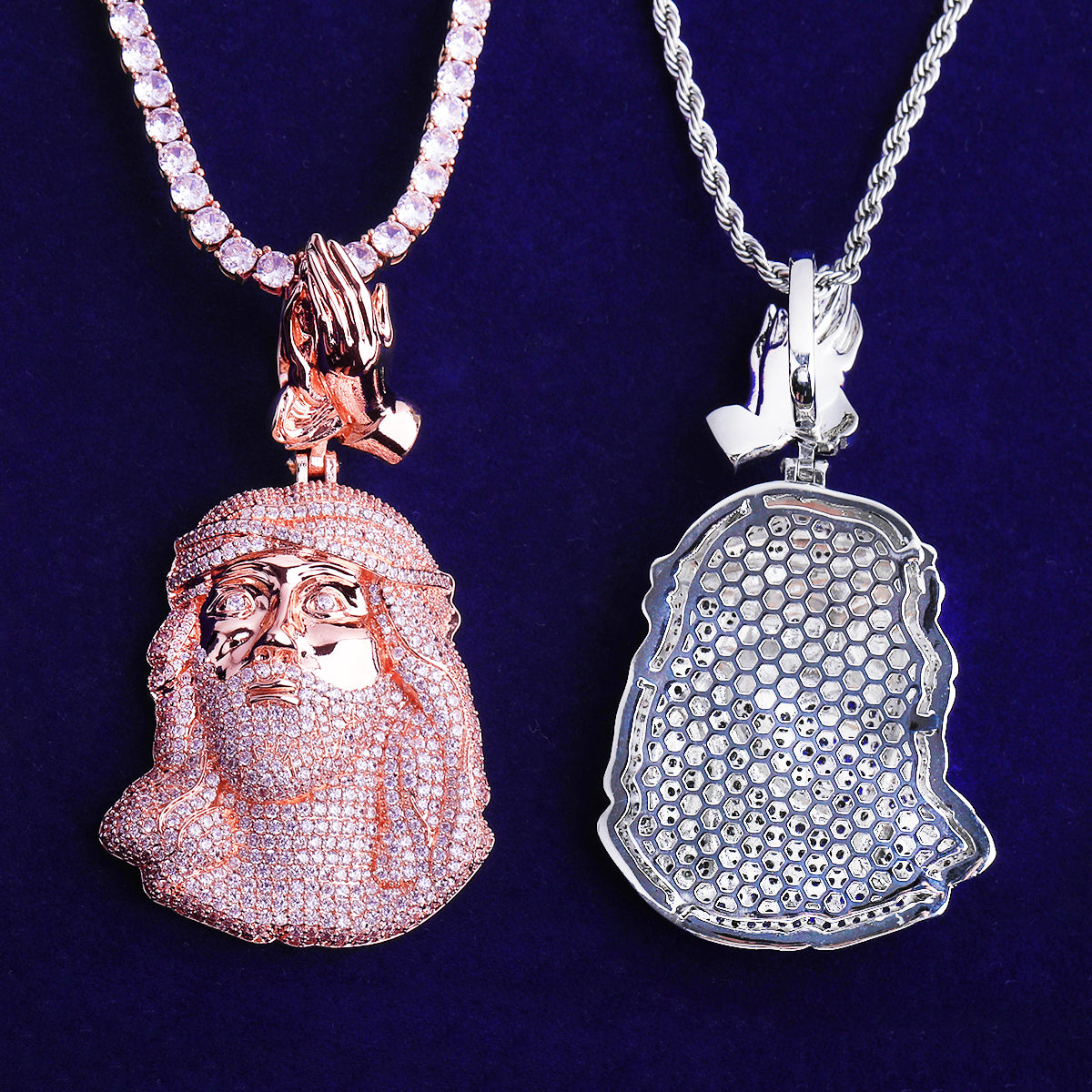 Bubble Letter Iced Out Jesus Prayer Necklace Pendant for Men 5A Cubic Zirconia Gold Plated Hip Hop Jewelry