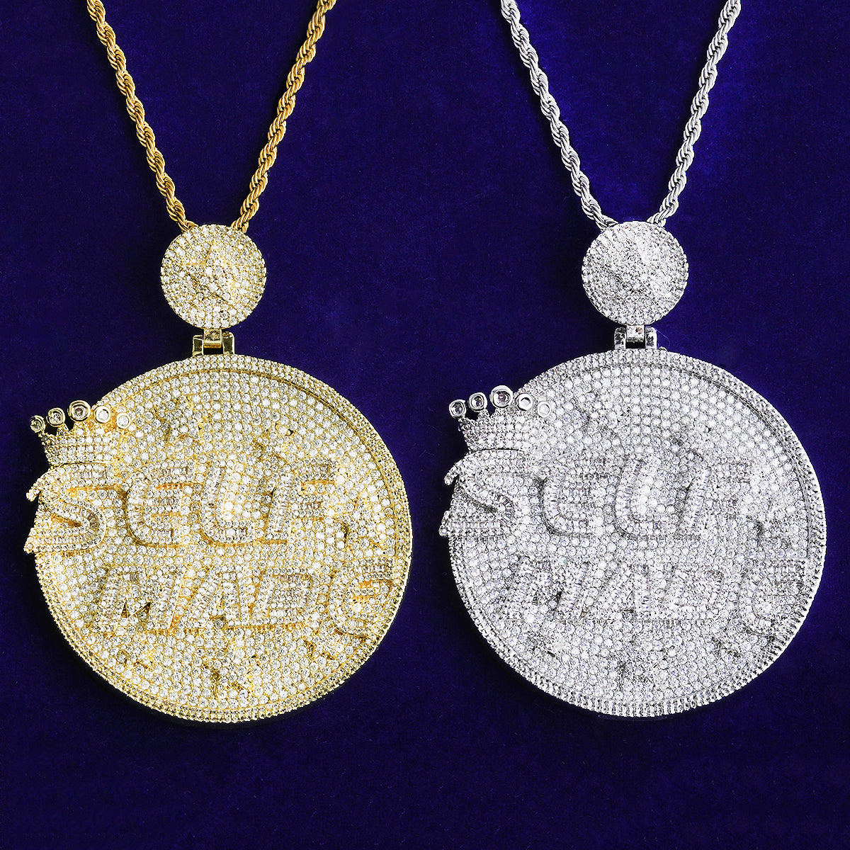 Bubble Letter Iced Out Self Made Dics Necklace Pendant for Men 5A Cubic Zirconia Gold Plated Hip Hop Jewelry
