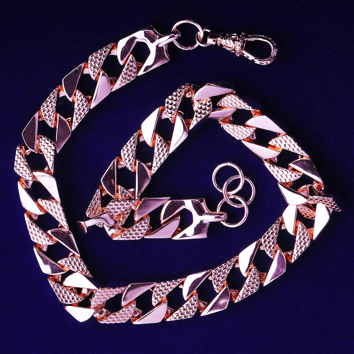 Bubble Letter 15mm Semi Patterned Cuban Link Belcher Chain Men Necklace Choker Real Copper Gold Plated Hip Hop Jewelry Alber Clasp