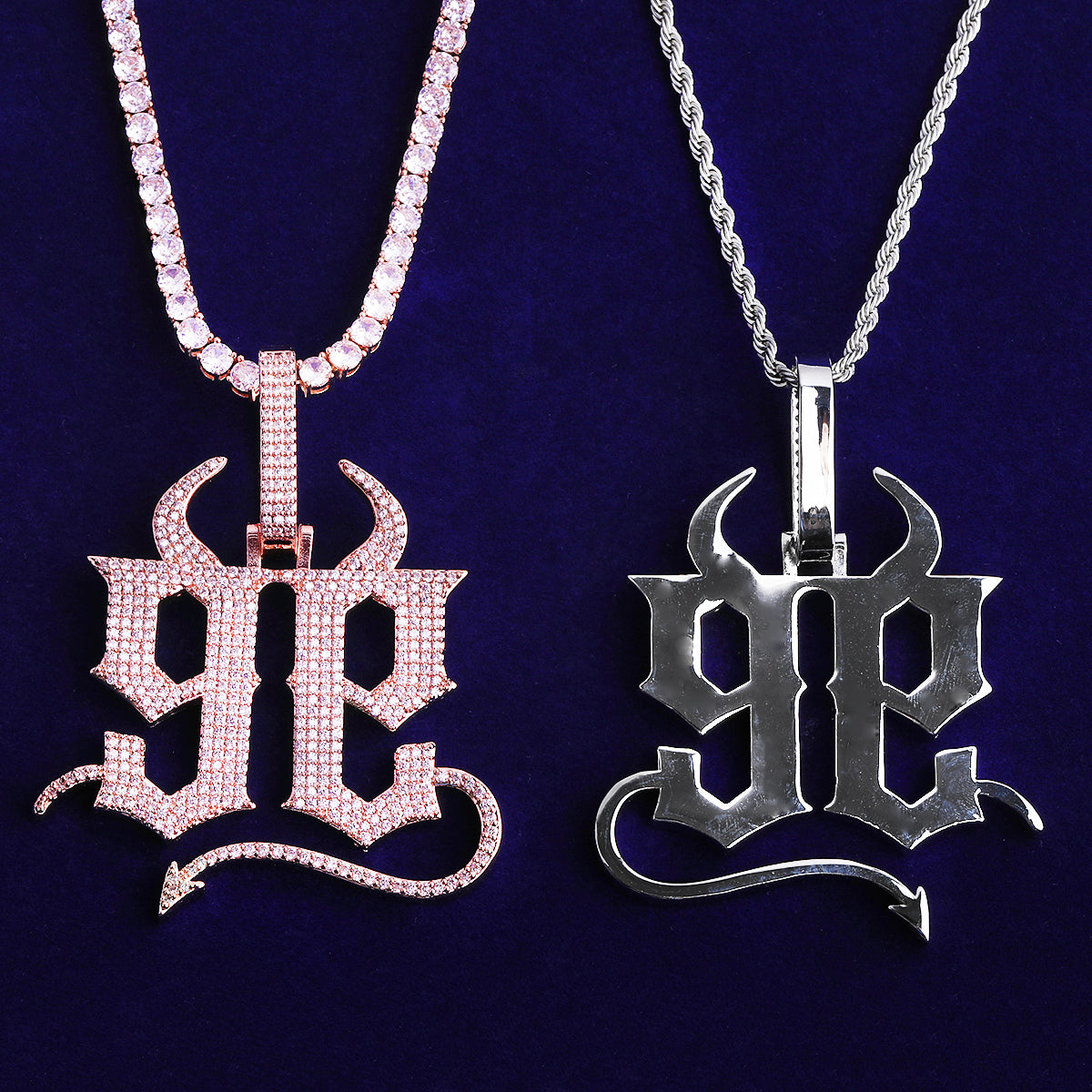 Bubble Letter Iced Out Number 9 Necklace Pendant for Men 5A Prong Setting Cubic Zirconia Copper Gold Plated Hip Hop Jewelry