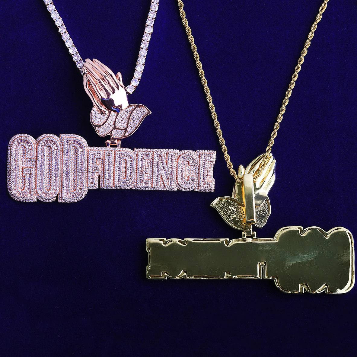 Bubble Letter Iced Out God Fidence Prayer Bail Necklace Pendant for Men 5A Copper Cubic Zirconia Hip Hop Jewelry