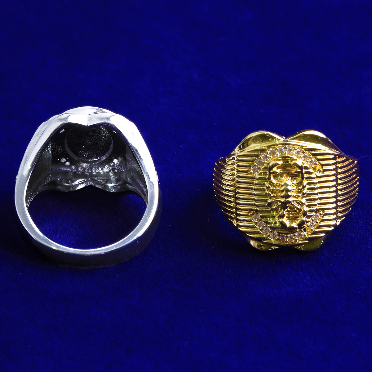 Bubble Letter Scorpion Ring for Men Real Gold Plated Hip Hop Jewelry