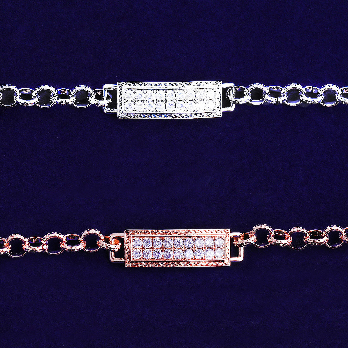 Bubble Letter Belcher Iced Tag Bracelet for Men Gold Plated Hip Hop Jewelry