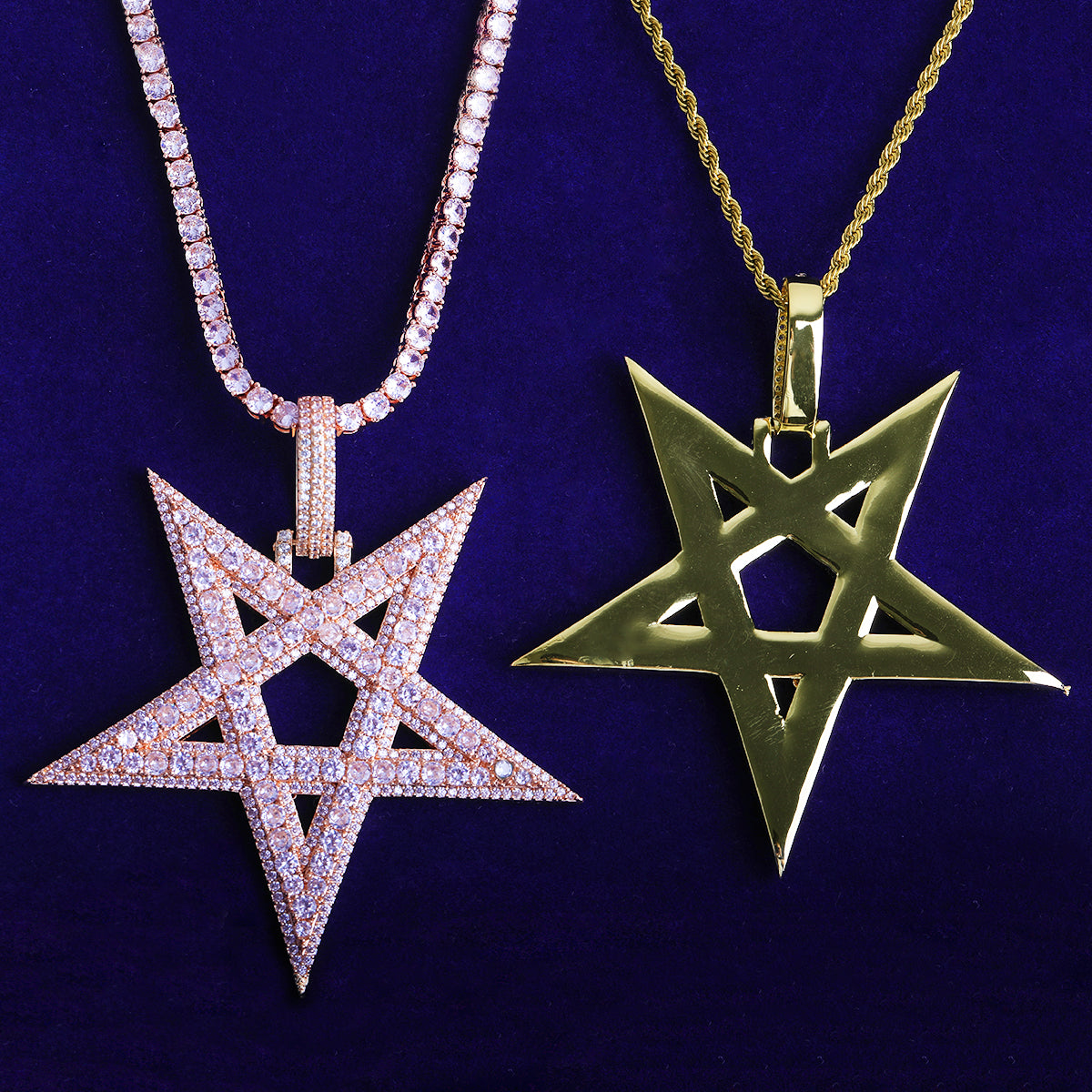 Bubble Letter Iced Out Big Star Necklace Pendant for Men 5A Cubic Zirconia Prong Setting Hip Hop Jewelry