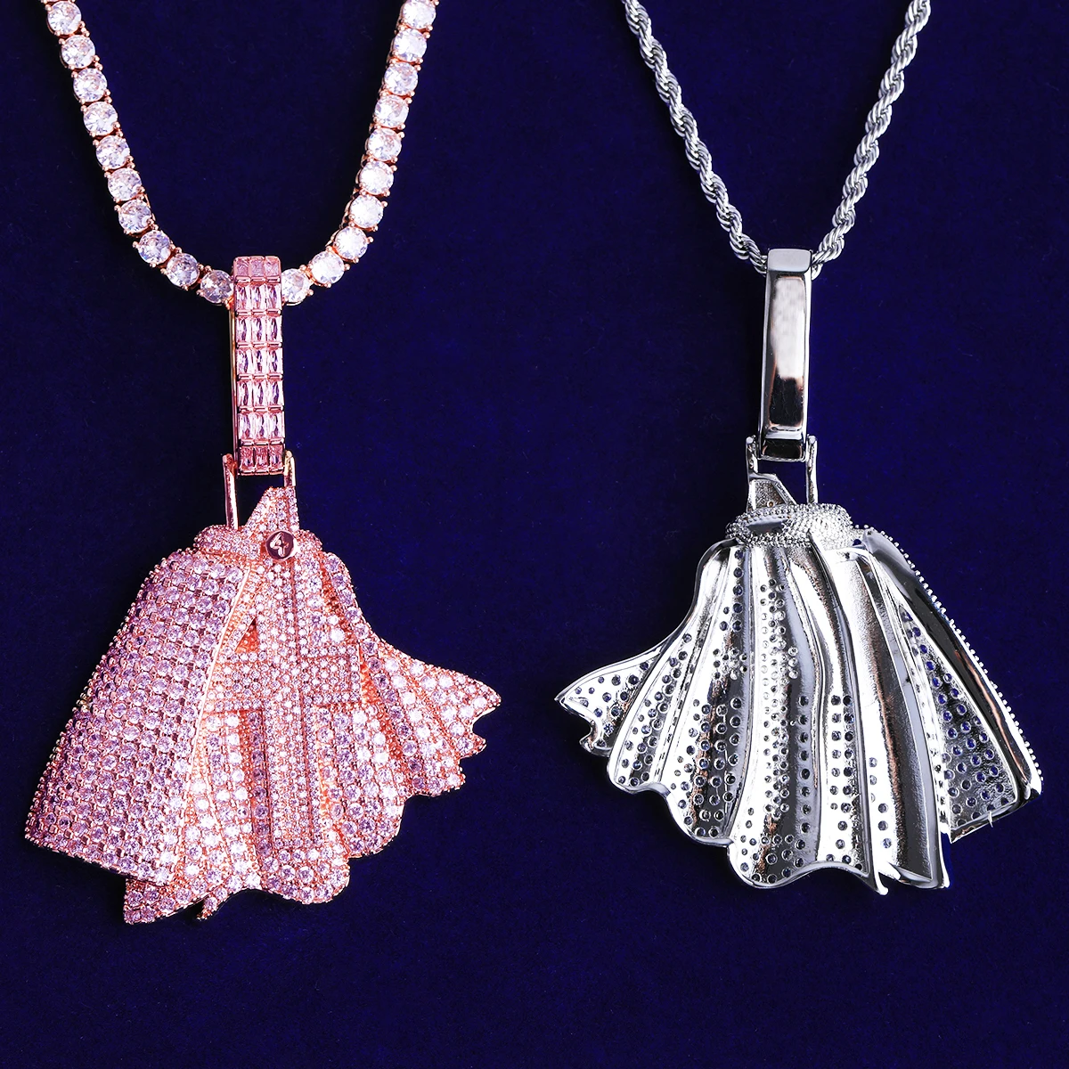 Bubble Letter Iced Out Holleween Number 4 Necklace Pendant for Men 5A Cubic Zirconia Gold Plated Hip Hop Jewelry