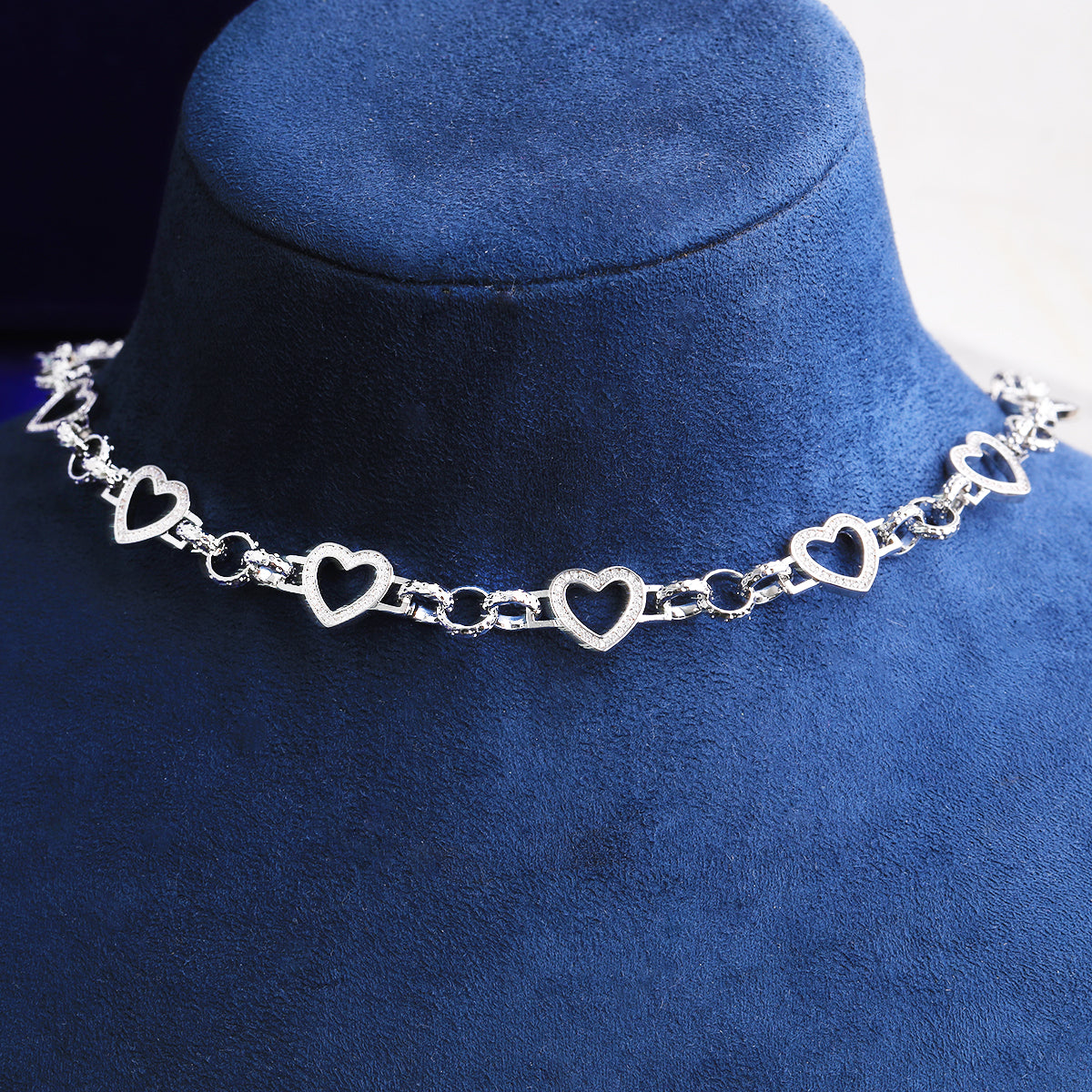 Bubble Letter Iced Out Hollow Heart Belcher Link Chain for Women Real Gold Plated Hip Hop Jewelry