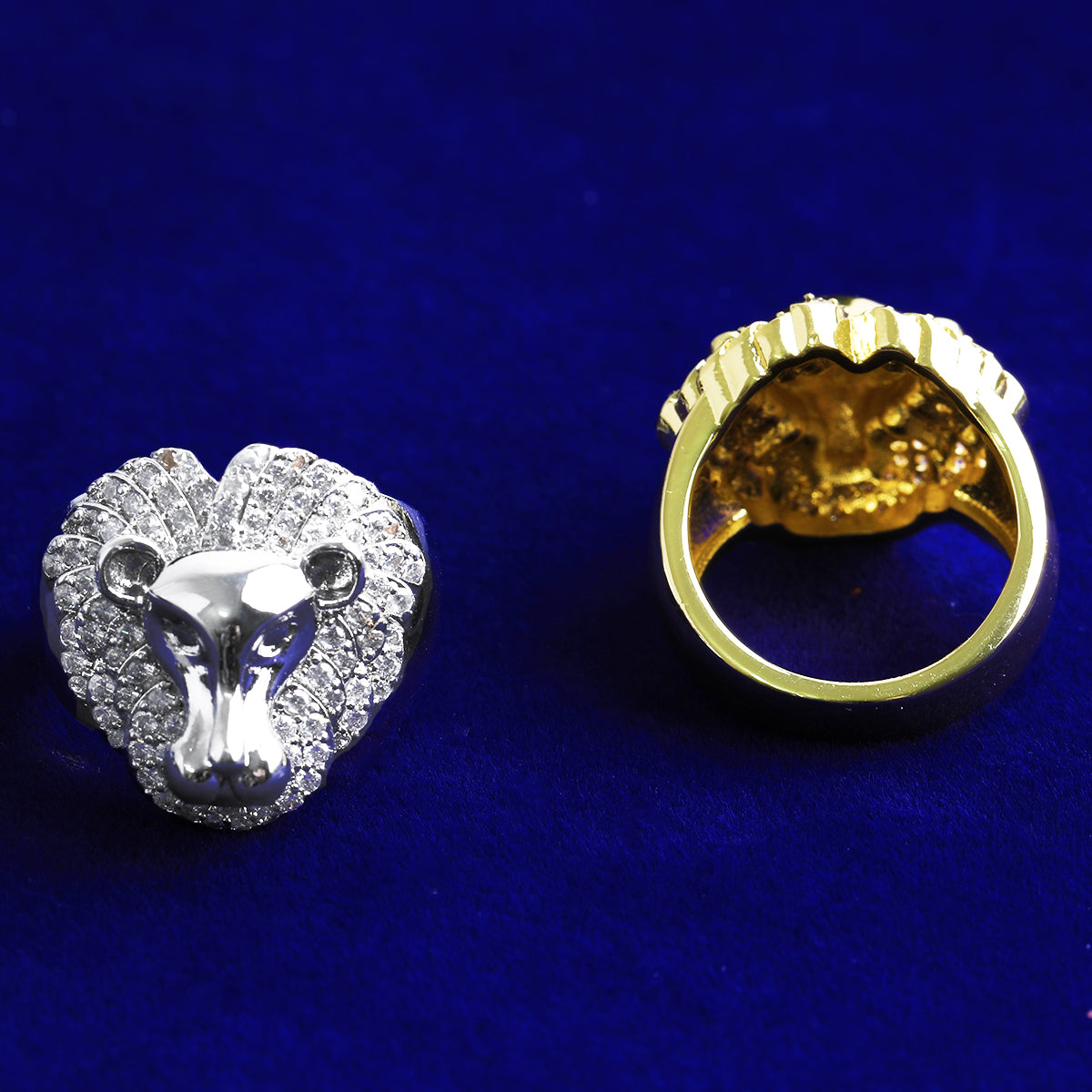 Bubble Letter Iced Out Cow Head Ring for Men Real Gold Plated Cubic Zirconia Hip Hop Jewelry