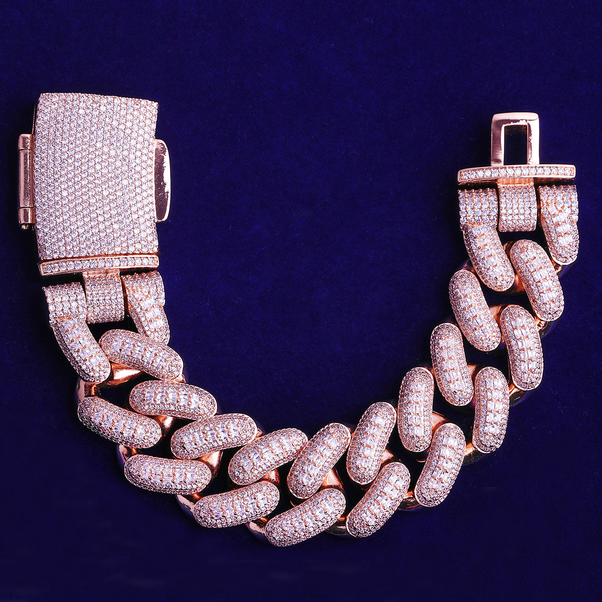 Bubble Letter 32mm Iced Out Thick Heavy Miami Baguette Bracelet for Men 5A Cubic Zirconia Gold Plated Hip Hop Jewelry