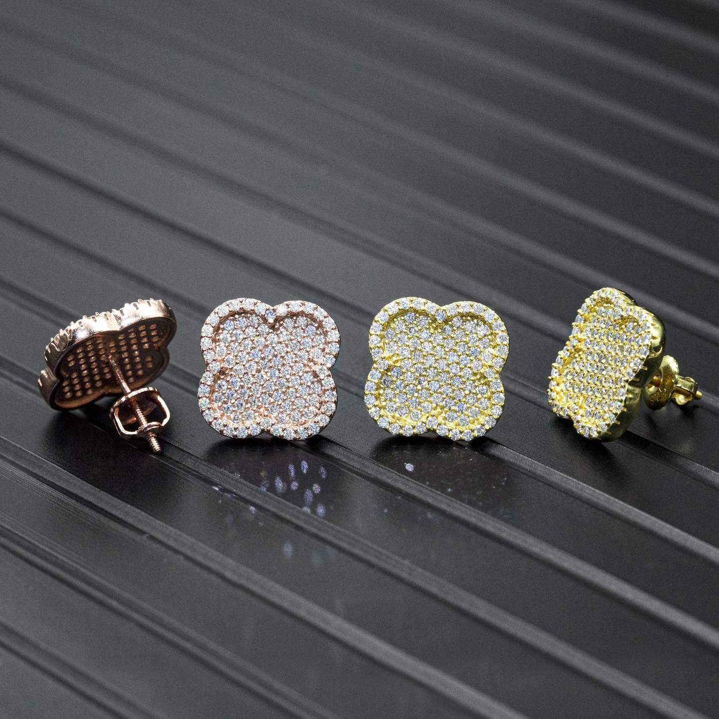 Bubble Letter Silver Moissanite VVS Cross Flower Stud Earring for Women Hip Hop Jewelry