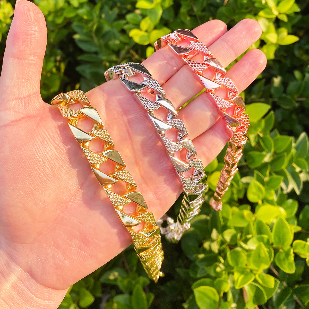 Bubble Letter 15mm Semi Patterned Cuban Link Belcher Chain Men Necklace Choker Real Copper Gold Plated Hip Hop Jewelry Alber Clasp