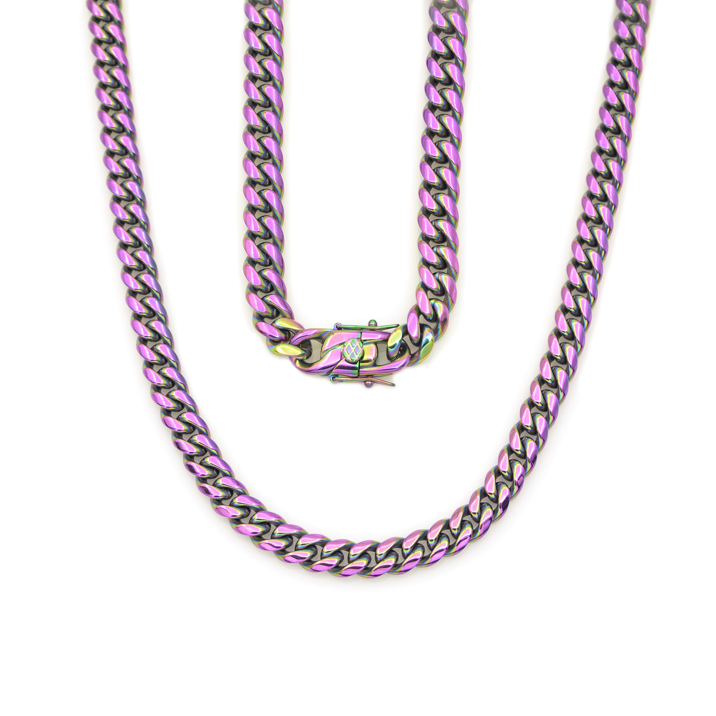 Bubble Letter Miami Cuban Link Chain Necklace Choker for Men Stainless Steel Colorful Plated Hip Hop Jewelry