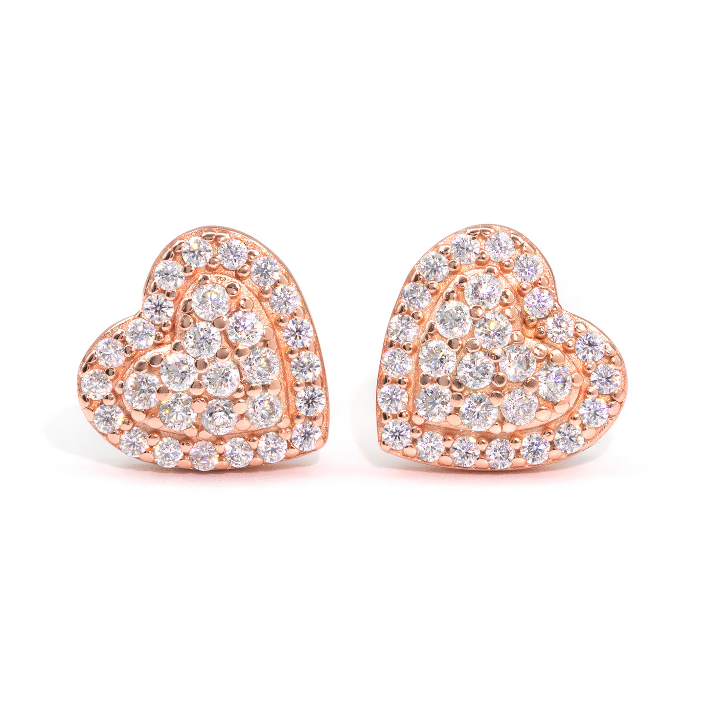 Bubble Letter Silver Moissanite VVS Double Heart Stud Earring for Women Hip Hop Jewelry