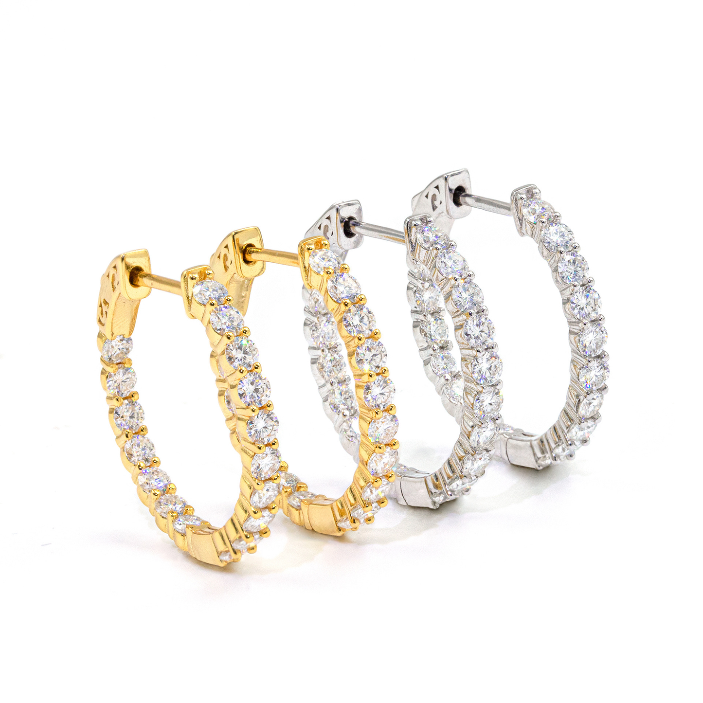 Bubble Letter Silver Moissanite VVS Tennis Eardrop Earring for Women Hip Hop Jewelry