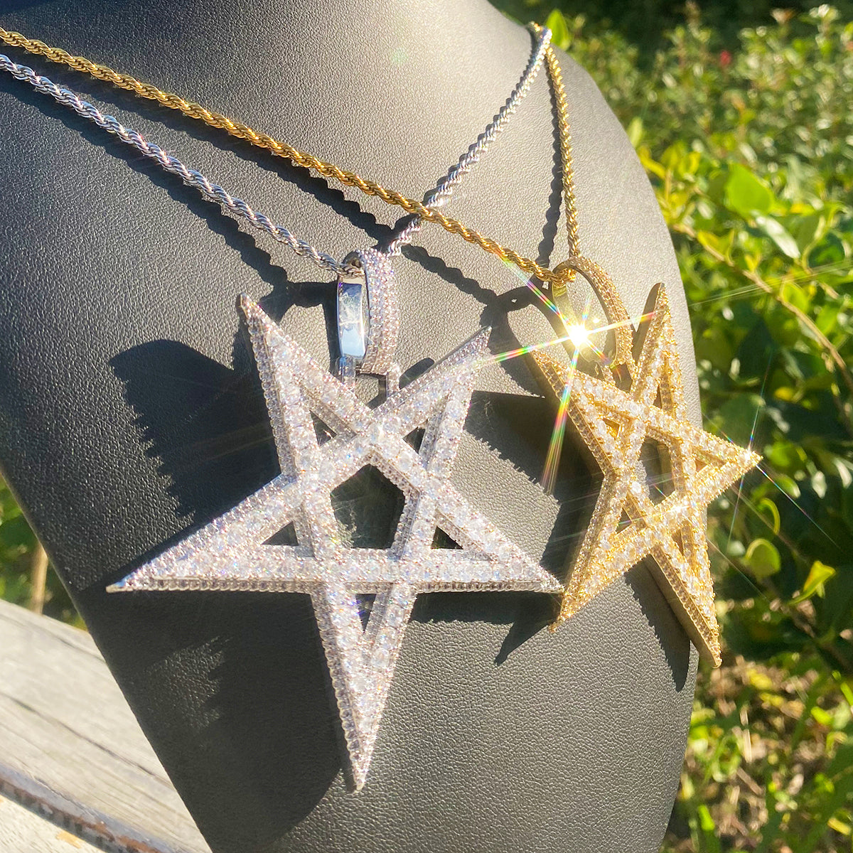 Bubble Letter Iced Out Big Star Necklace Pendant for Men 5A Cubic Zirconia Prong Setting Hip Hop Jewelry