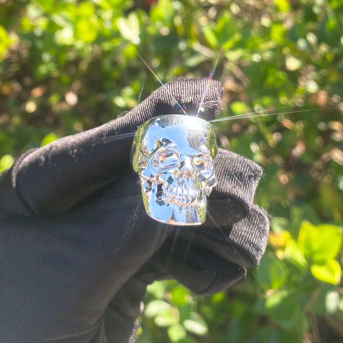 Bubble Letter Skull Ring for Men Real Copper Gold Plated Hip Hop Jewelry