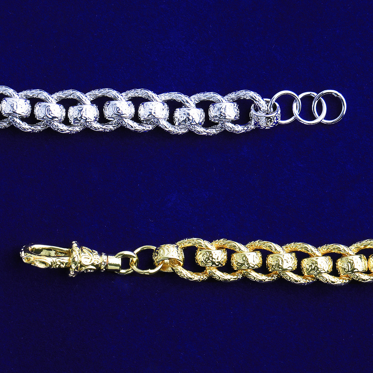 Bubble Letter Pattered Ring Roller Belcher Chain for Men Albert Clasp Hip Hop Jewelry