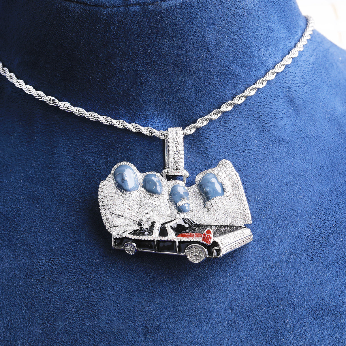 Bubble Letter Iced Out Colgante Presidentes x Hades 66 Necklace Pendant for Men Hip Hop Jewelry