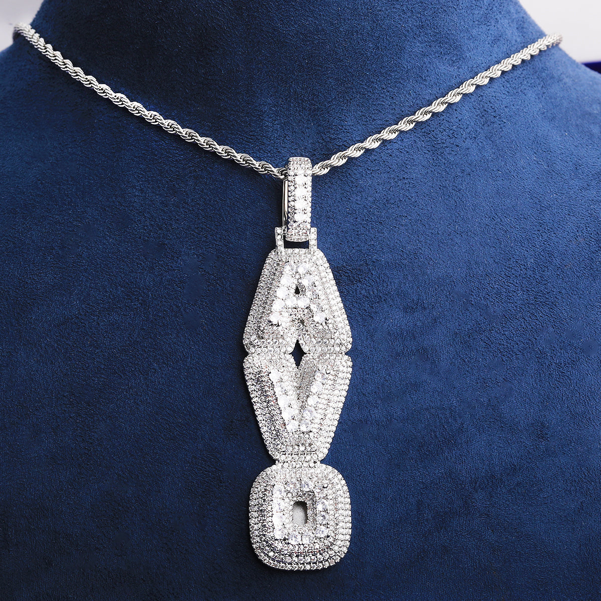 Bubble Letter Iced Out Custom Name Necklace Pendant for Men 5A Prong Setting Cubic Zirconia Copper Gold Plated Hip Hop Jewelry