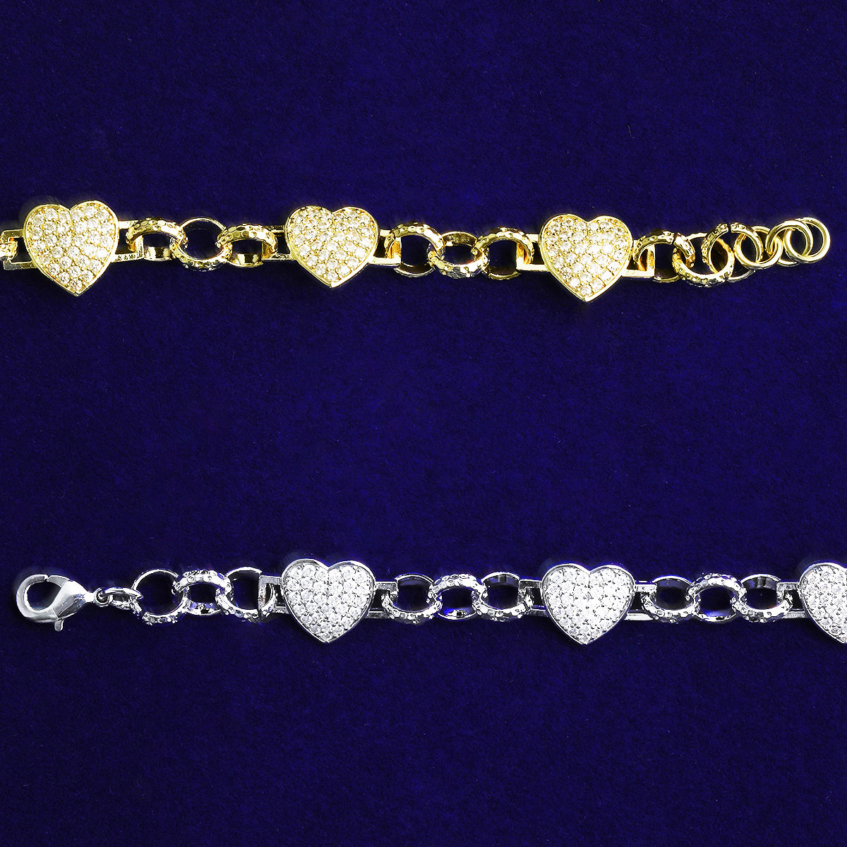 Bubble Letter Belcher Heart Link Bracelet for Men Real Gold Plated Copper Cubic Zirconia Hip Hop Jewelry